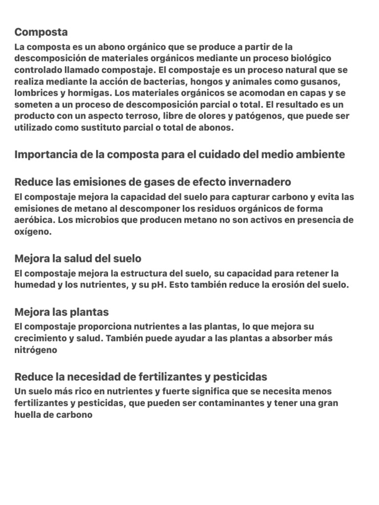Beneficios del Compostaje Ambiental | PDF