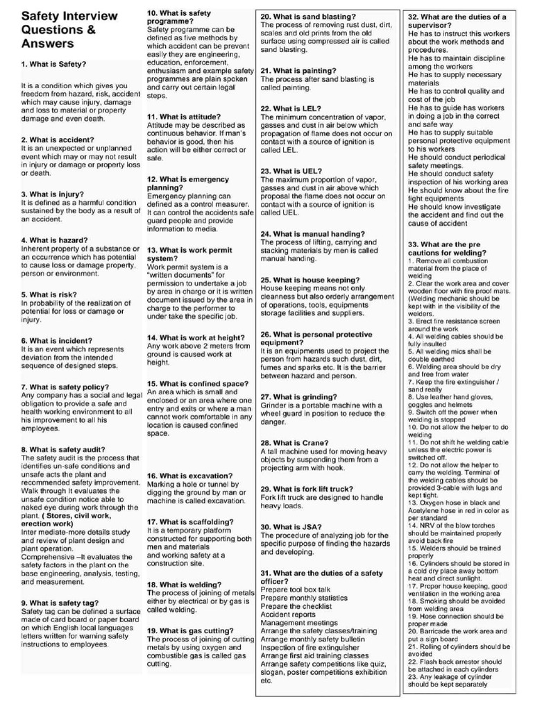 Safety Ques and Ans | PDF