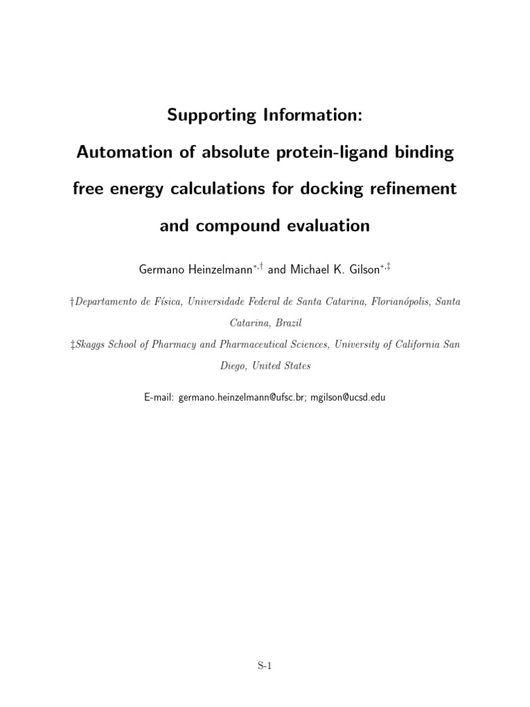 Supporting information automation of absolute protein ligand binding