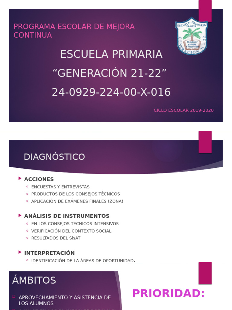 PROGRAMA ESCOLAR DE MEJORA CONTINUA | PDF | Enseñando | Maestros