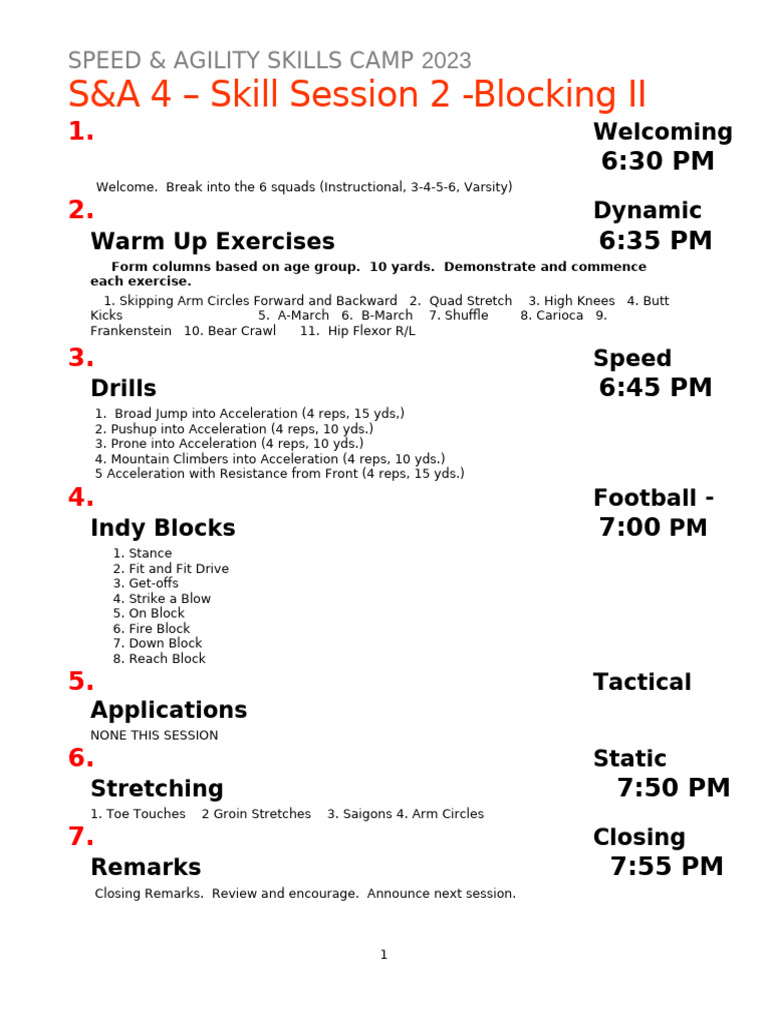 S&A Session 4 Skill Session 2 2023 | PDF | American Football | Team Sports