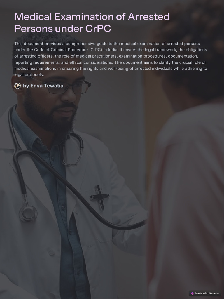 Medical Examination of Arrested Persons | PDF | Arrest | Criminal ...