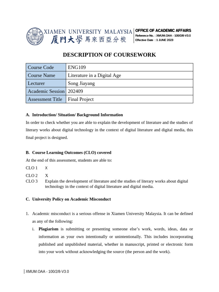 6.0 - Description of Coursework at 2018.04.23 | PDF | Academic ...