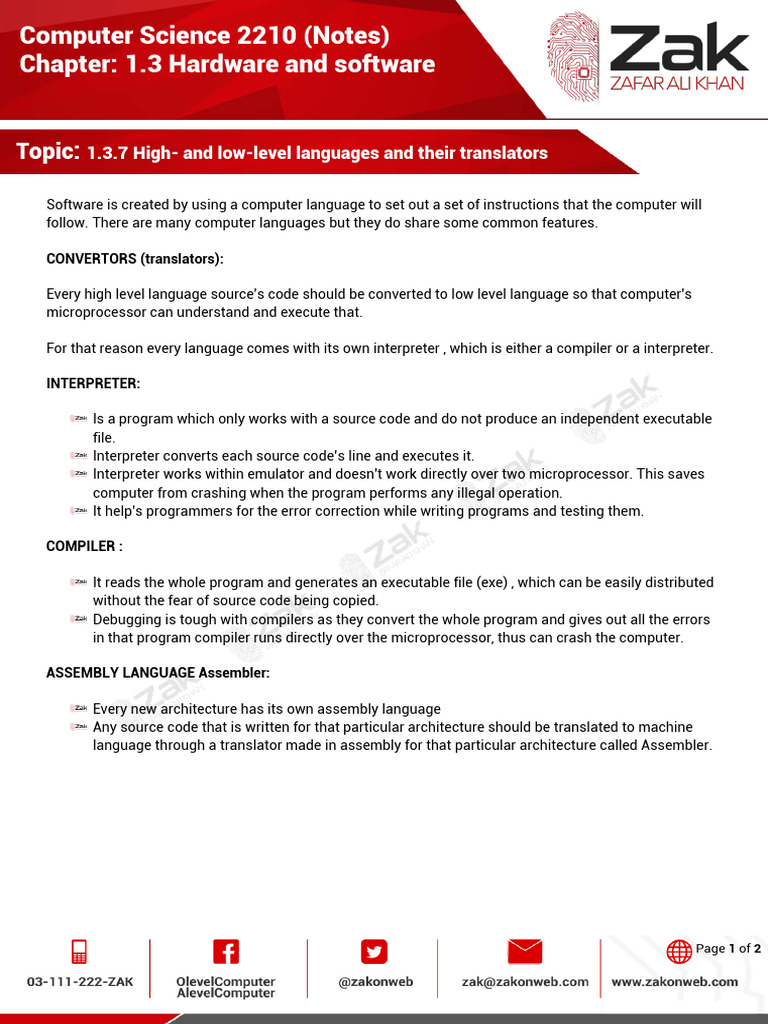 1.3.7 High - and Low-Level Languages and Their Translators | PDF ...
