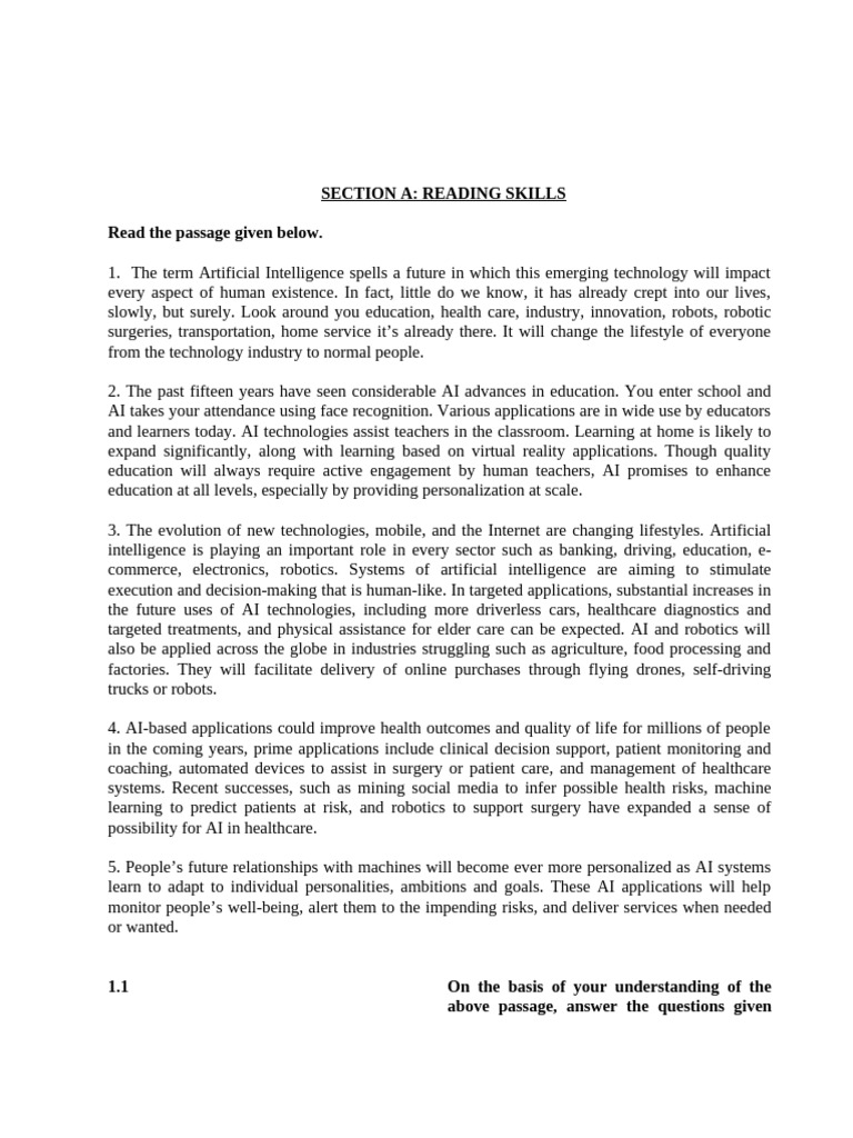 Reading Worksheet G11 | PDF | Artificial Intelligence | Intelligence ...