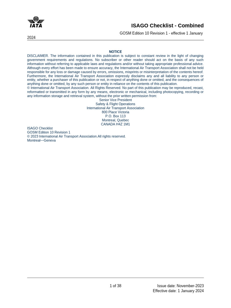 ISAGO Audit Checklist Overview | PDF | Audit | Transport