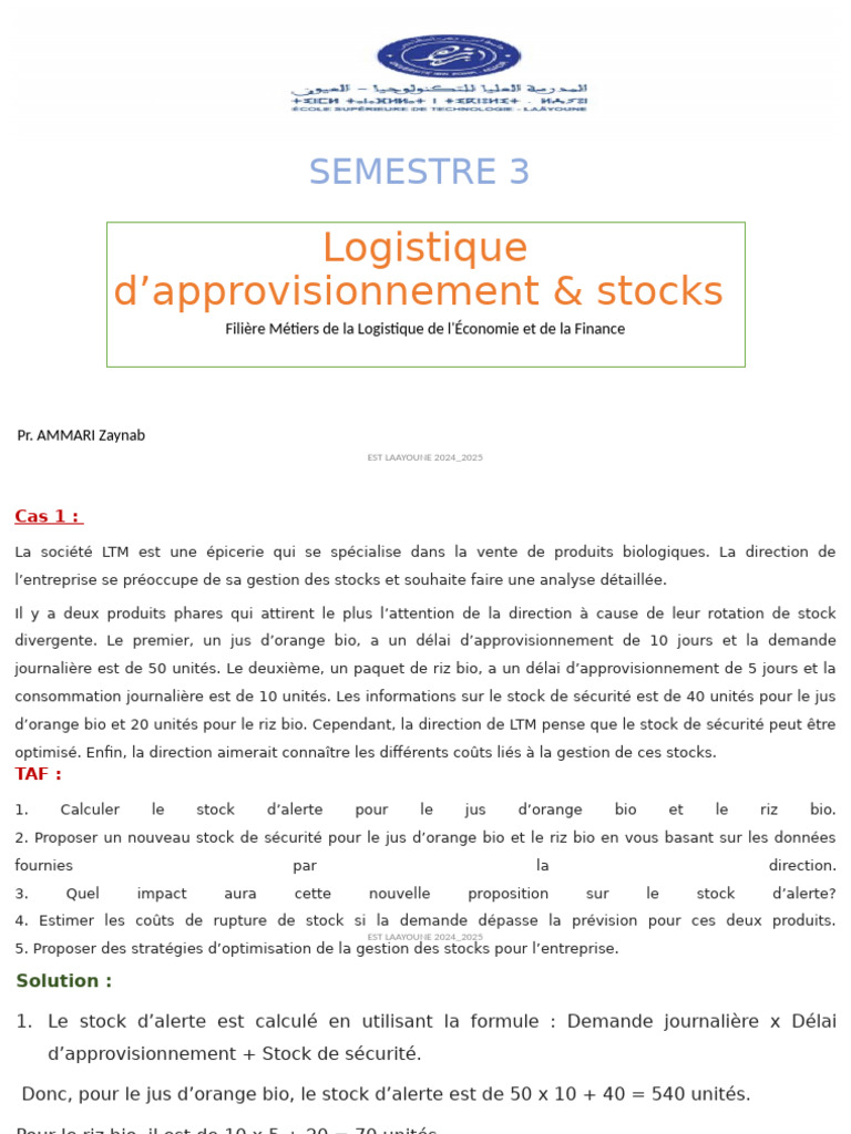 Gestion optimisée des stocks en logistique | PDF | Inventaire ...