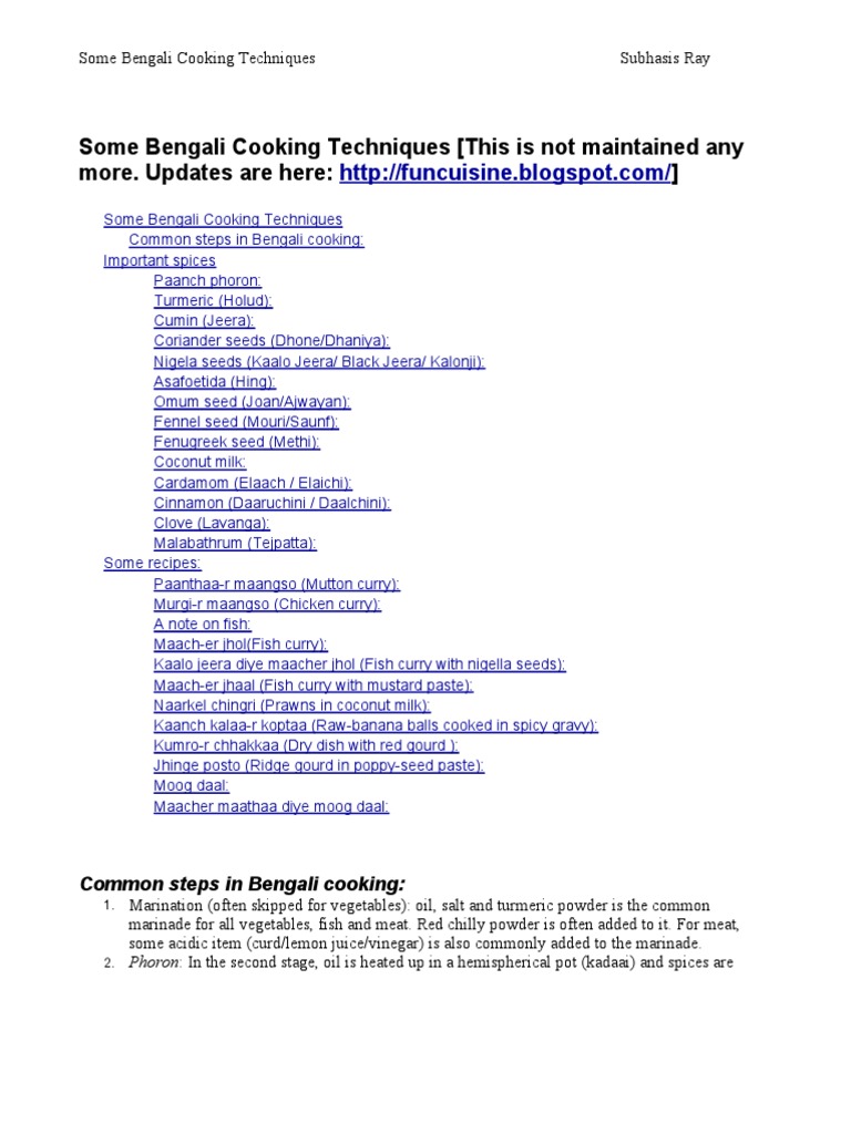 Bengali Cooking PDF Curry Cumin