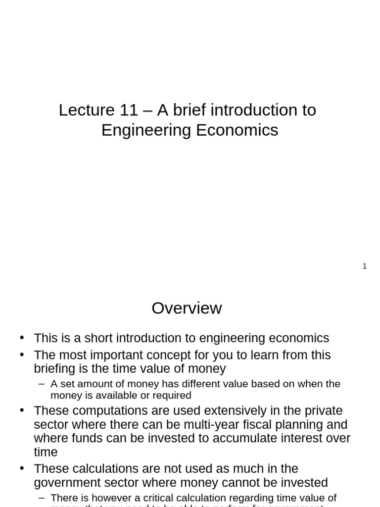 Lecture 11 - Engineering Economics | PDF | Interest | Compound Interest