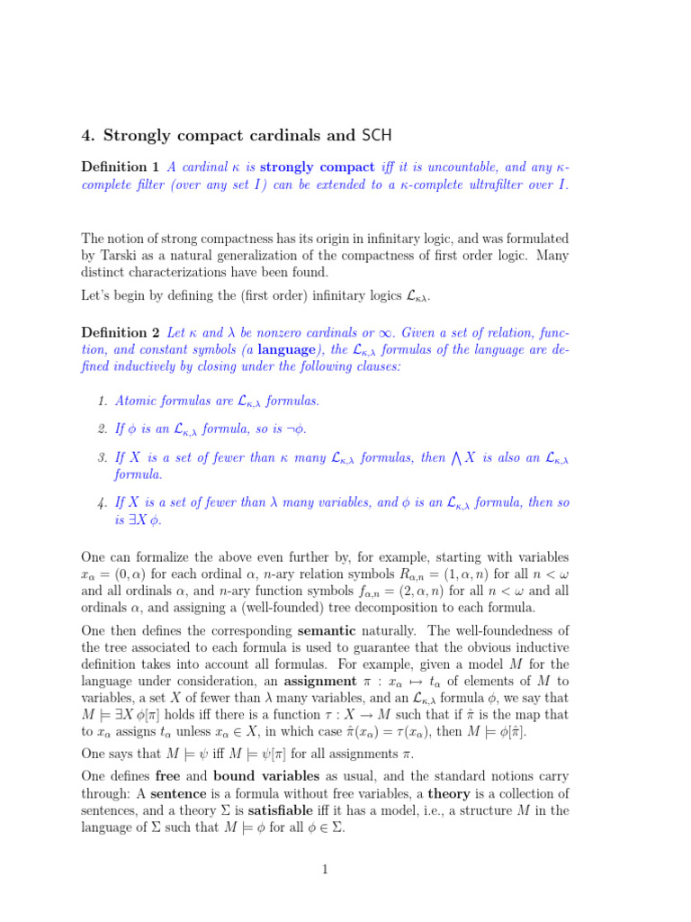 Strongly Compact Cardinals Explained | PDF | First Order Logic | Metalogic