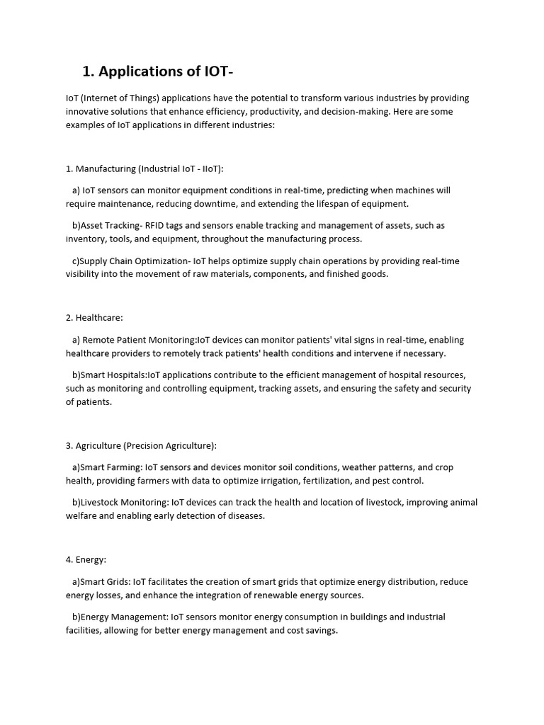 Applications of IOT UNIT 6 | PDF | Internet Of Things | Computing
