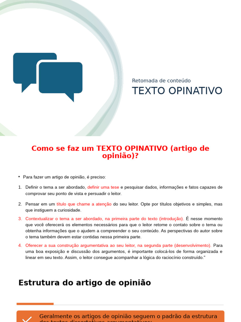 Slides Texto Opinativo-1 | PDF | Sociologia | Sociedade