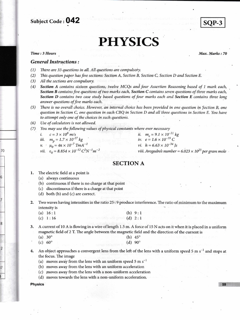 Class 12 Physics Exam Question Paper | PDF | Capacitor | Electron