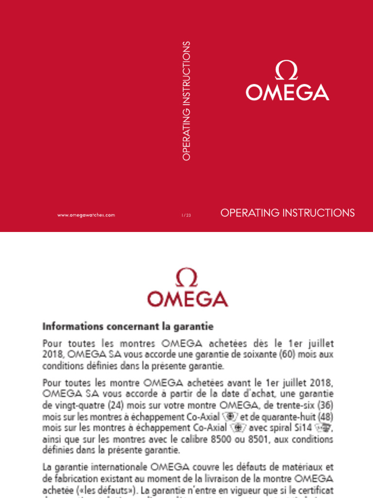 Garantie et entretien des montres OMEGA | PDF | Heure | Montre (horlogerie)