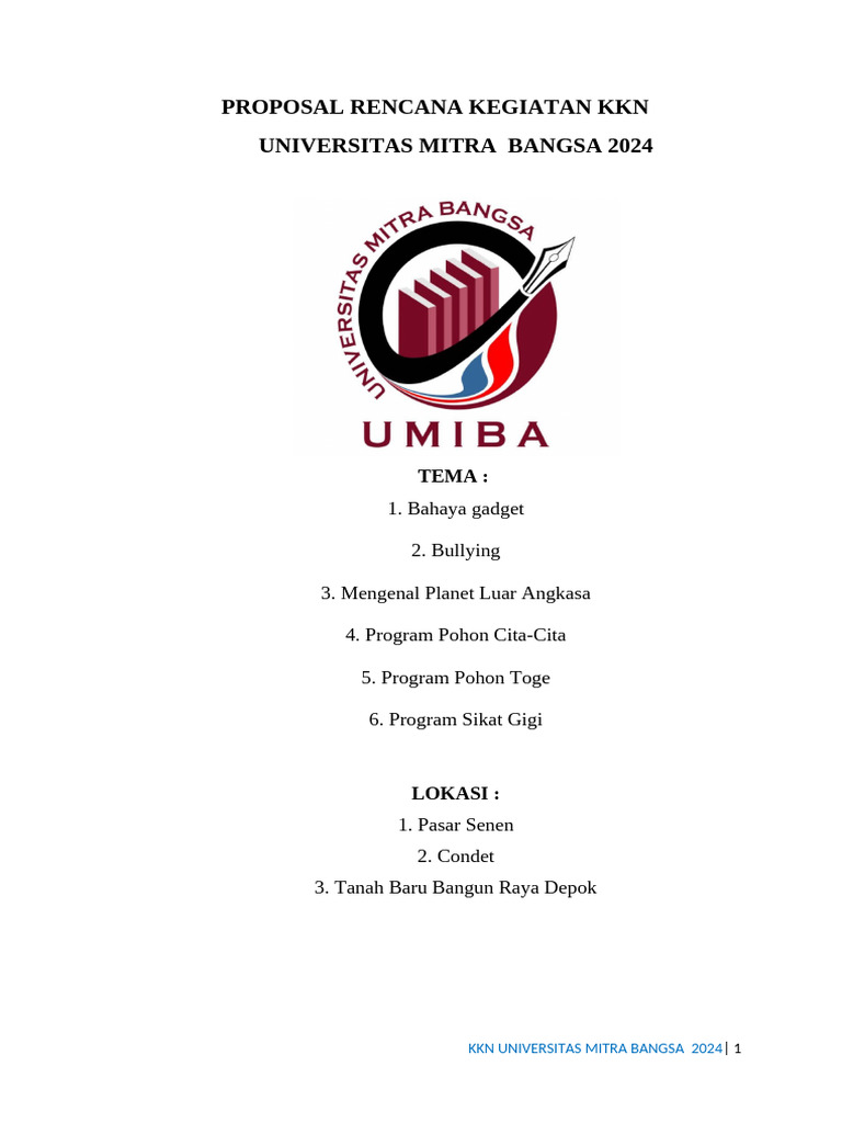 Proposal Kegiatan KKN 2024 Penjelajah Ilmu | PDF