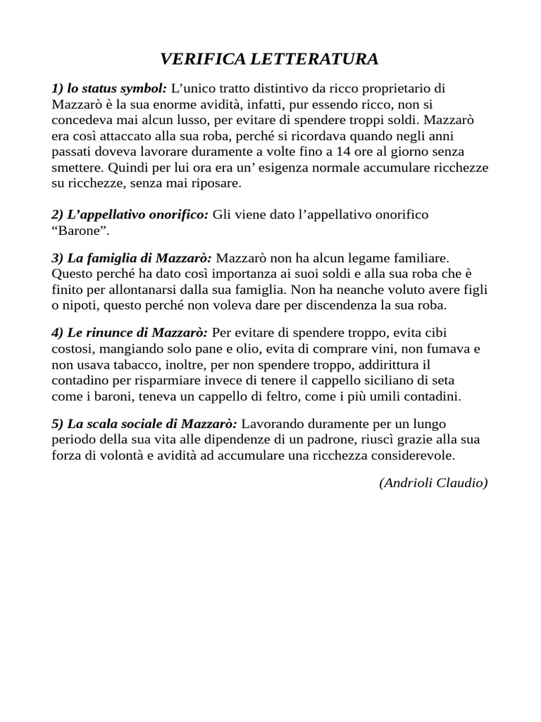 Verifica Italiano | PDF