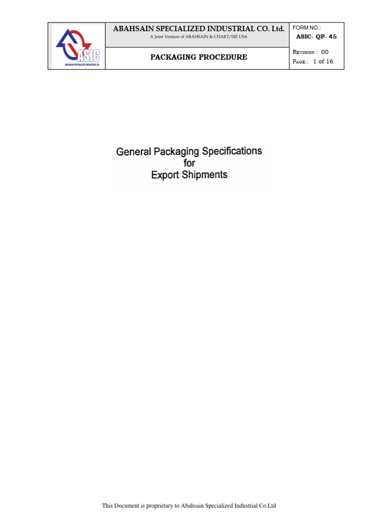 Abahsain Packaging Procedure Document | PDF
