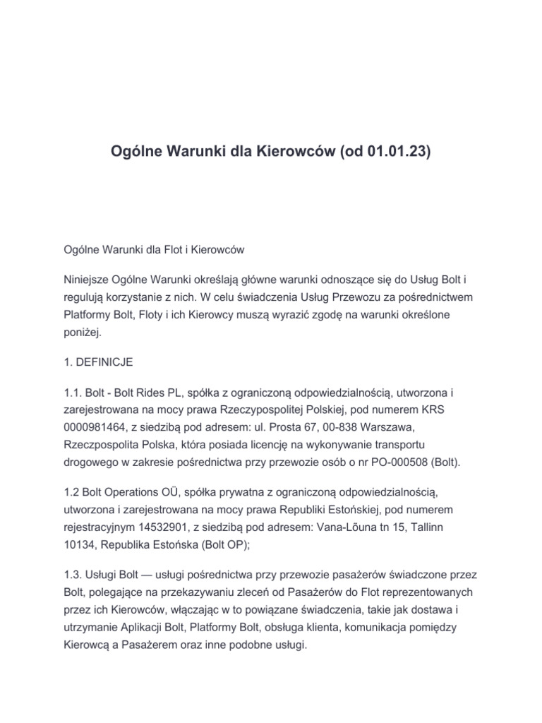 Terms For Drivers Inline Attachment 1 PL PL Fe6f730df0 | PDF