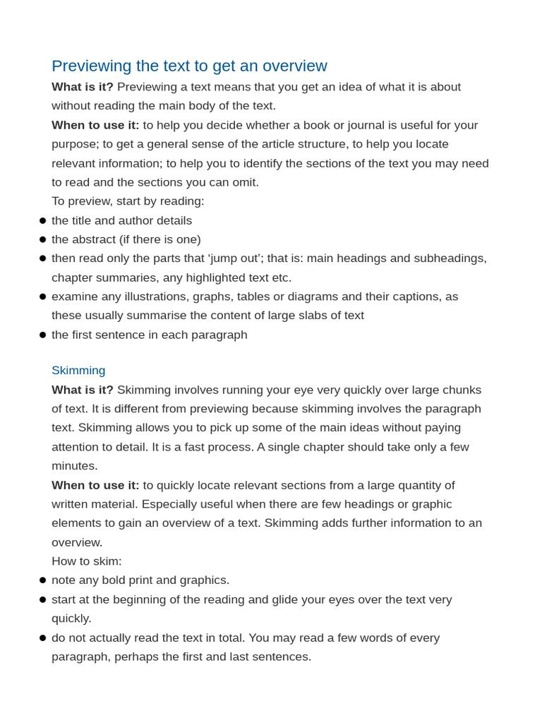 Techniques for Efficient Text Review | PDF | Speed Reading | Written ...