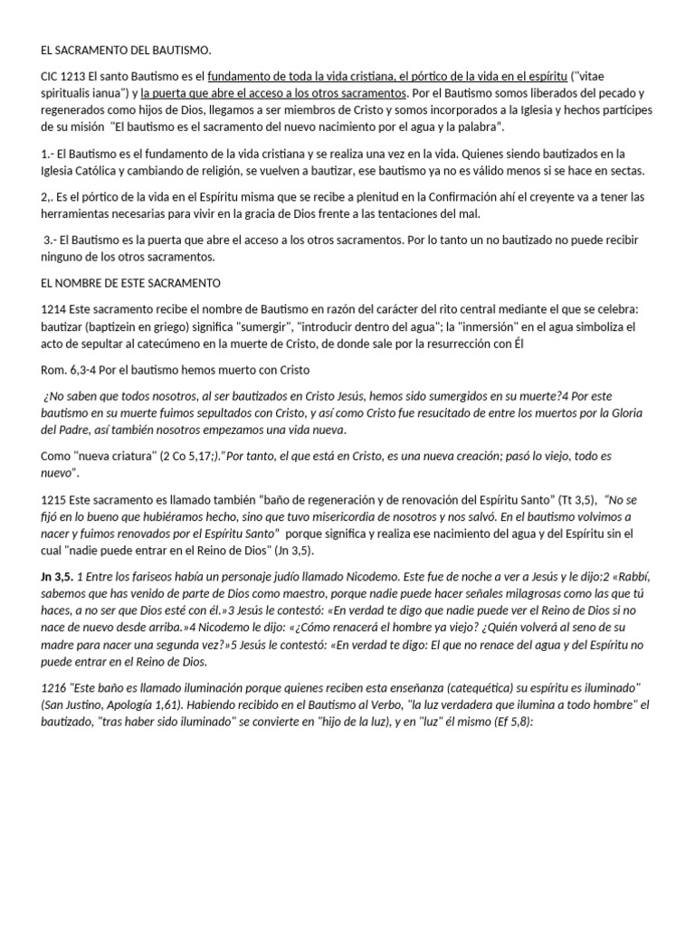 Efectos y significado del bautismo | PDF | Bautismo | Sacramentos