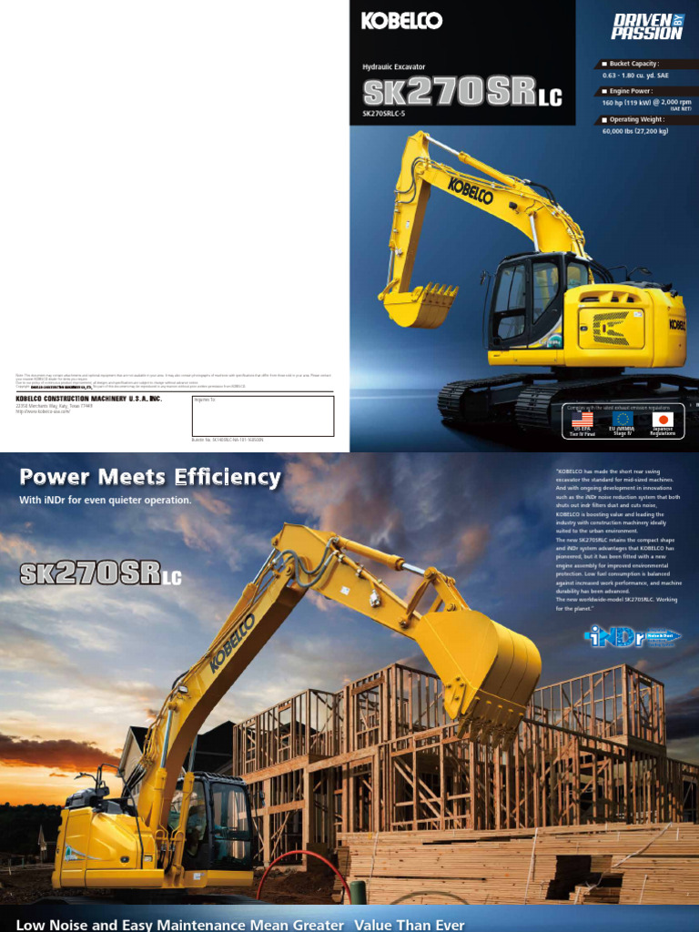 KOBELCO SK270SRLC-5 Excavator Overview | PDF | N Ox | Exhaust Gas
