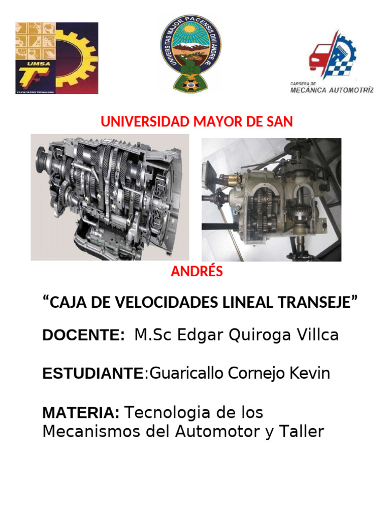 INFORME 2 Caja Manual | PDF | Engranaje | Transmisión manual