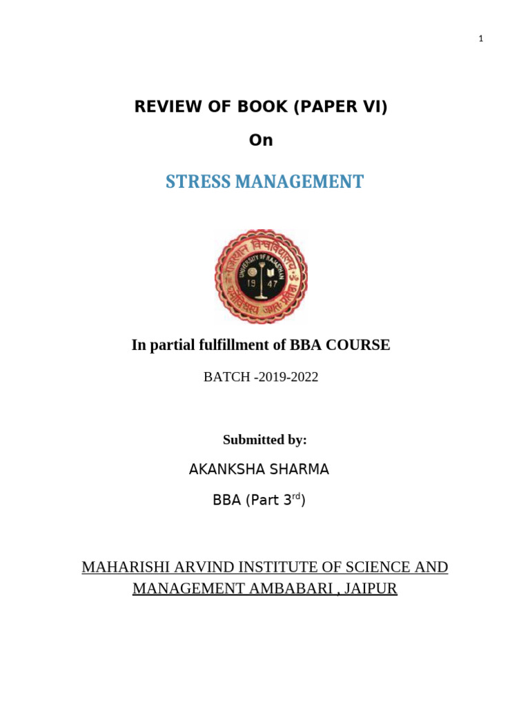 Stress Management Techniques for Students | PDF | Crisis Management ...