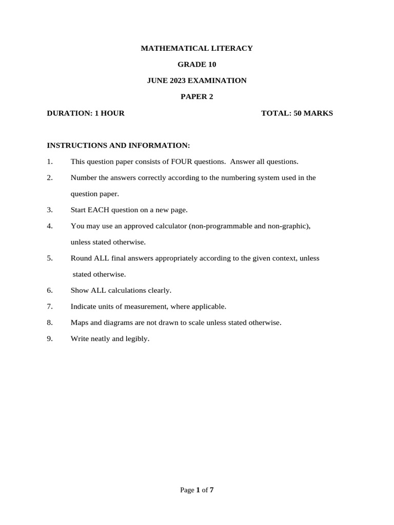 Grade 10 Mathematical Literacy Exam Paper Pdf Teaspoon Muffin