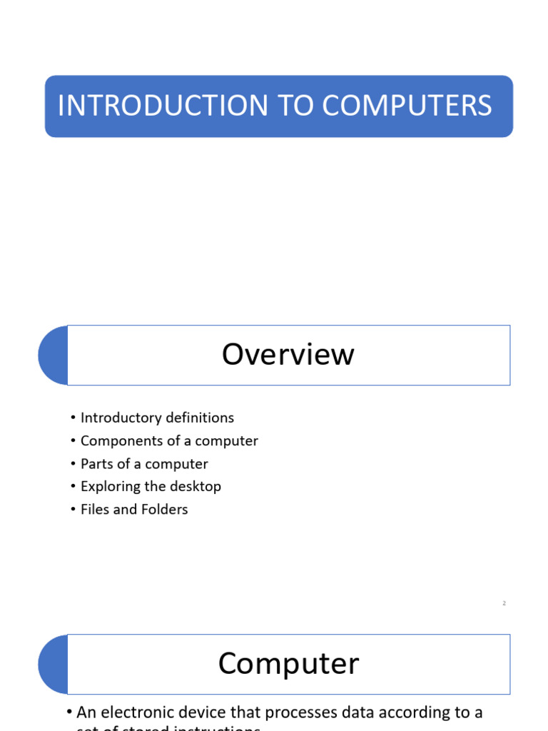 INTRODUCTION TO COMPUTERS lesson 1 | PDF | Random Access Memory ...