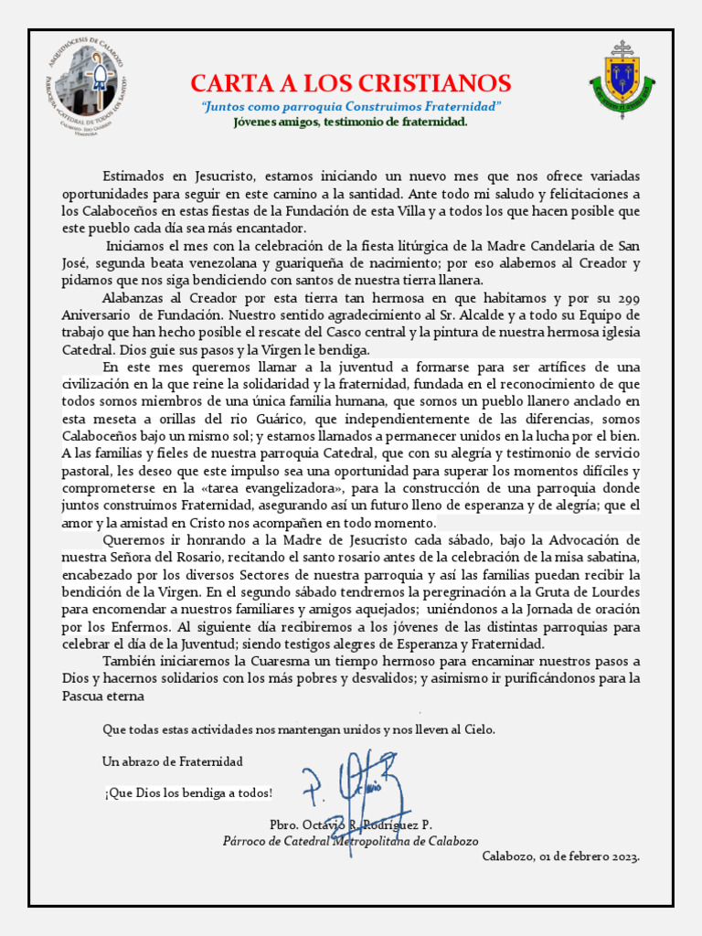 Fraternidad y Fe en Calabozo 2023 | PDF