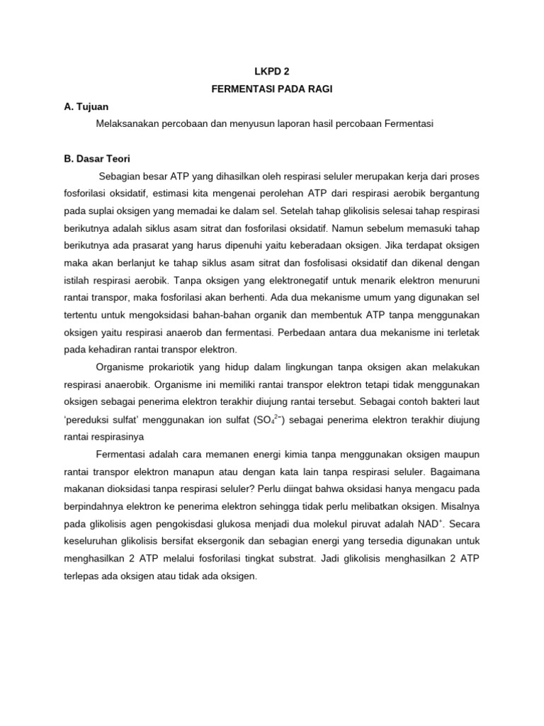 Fermentasi Ragi: Proses dan Observasi | PDF