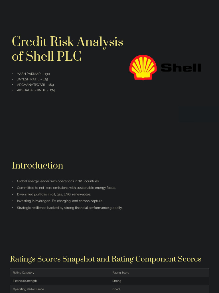 Shell PLC Credit Risk Overview | PDF | Credit Rating Agency | Economies