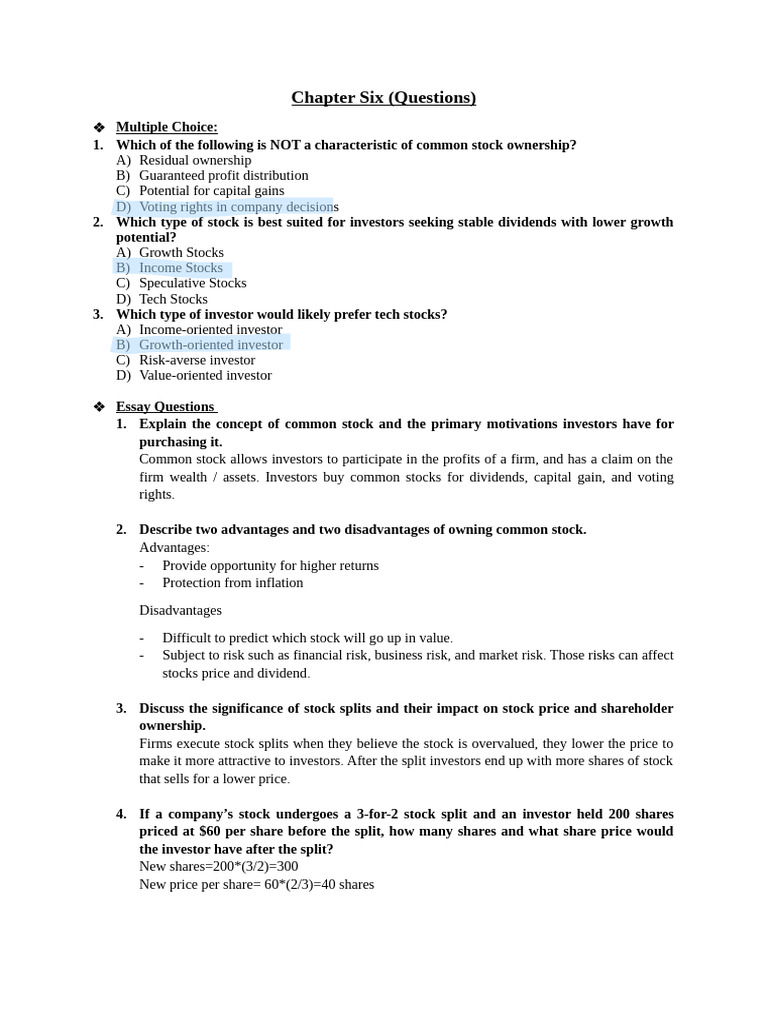 Understanding Common Stock and Investments | PDF | Stocks | Dividend