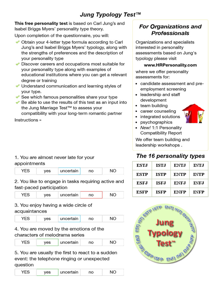 Test-de-la-personalidad-Jung and-I.-Briggs-Myers type theory | PDF ...