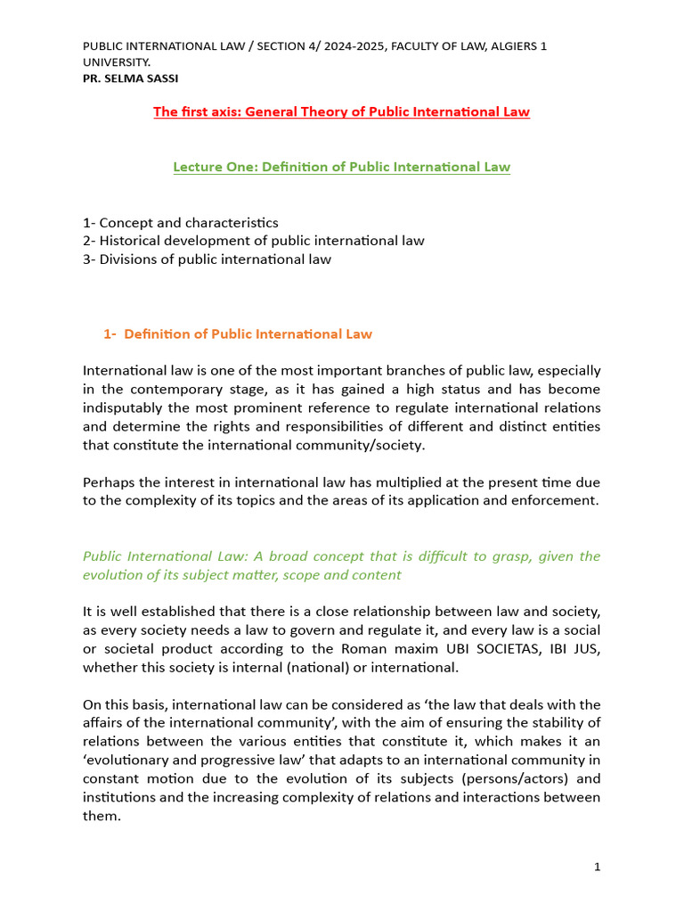 LECTURE 1 | PDF | International Law | Treaty