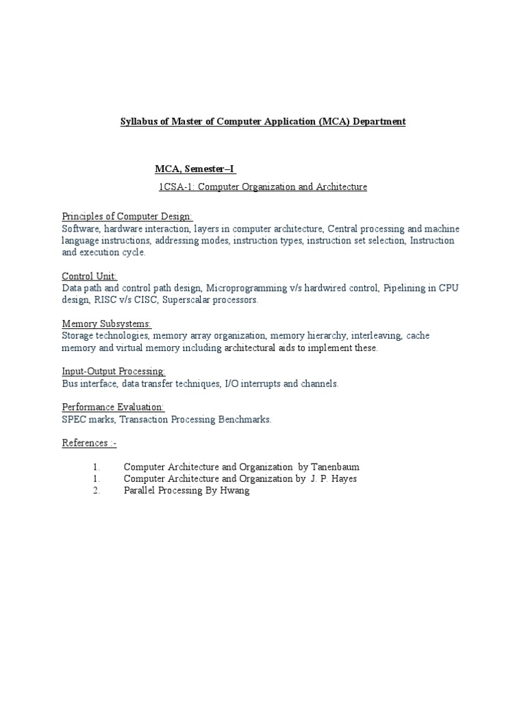 master of computer application syllabus