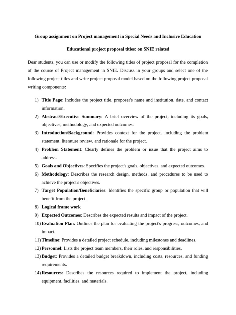 Project Management in Inclusive Education | PDF | Project Management ...