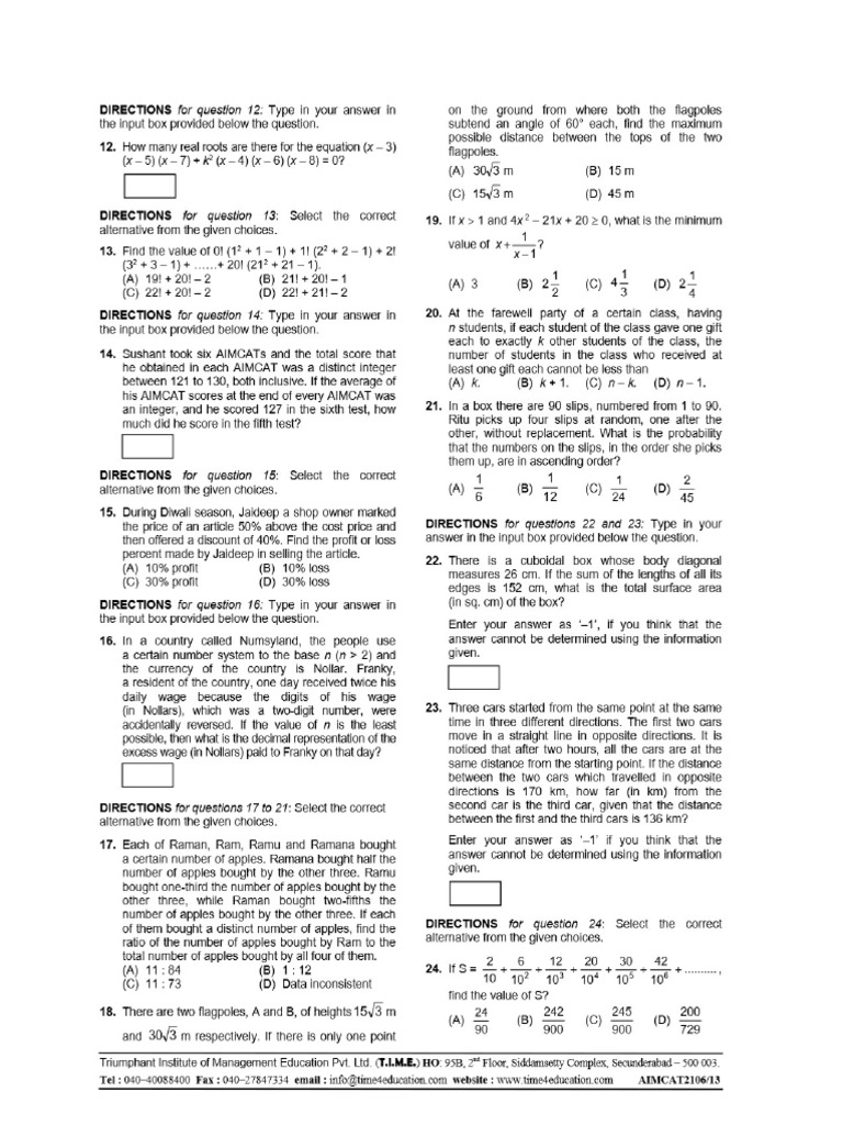 Aimcat2106 Pages 13 | PDF