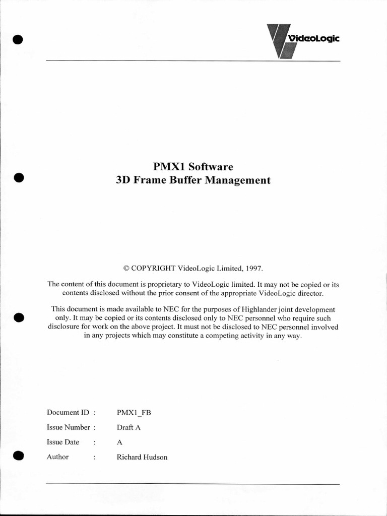 VideoLogic PMX1 Software 3D Frame Buffer Management | PDF | Texture ...
