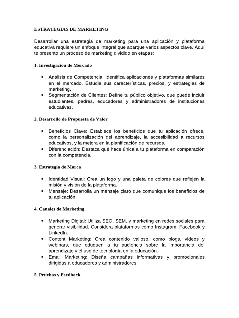 Estrategias de Marketing para Apps Educativas | PDF | Marketing | Business