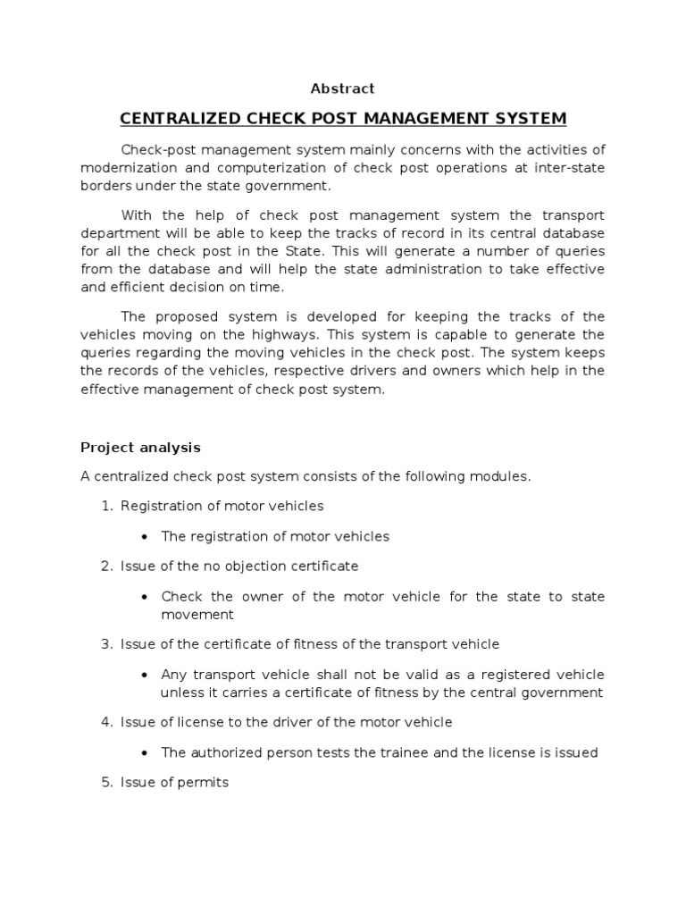 Check Post Management Sys | PDF | Technology & Engineering