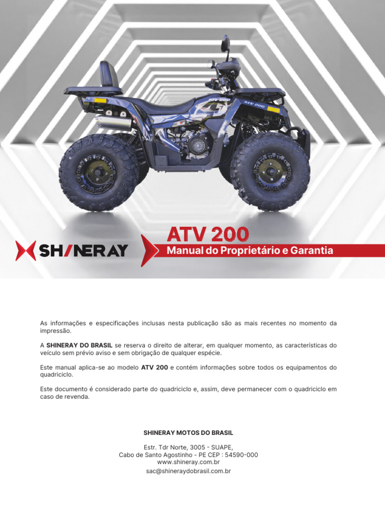 Manual do Proprietário ATV 200 | PDF | Motores | Freio