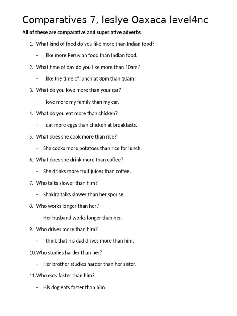 Comparatives 7 | PDF