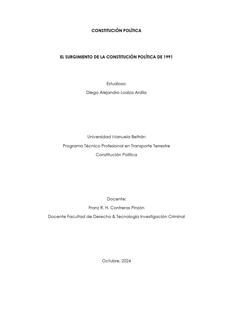 Constitución Política de 1991 en Colombia | PDF
