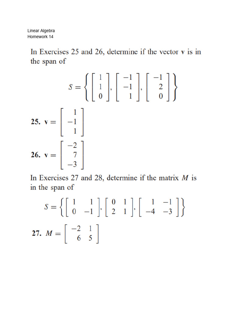 Linear Algebra Practice Sheet | PDF