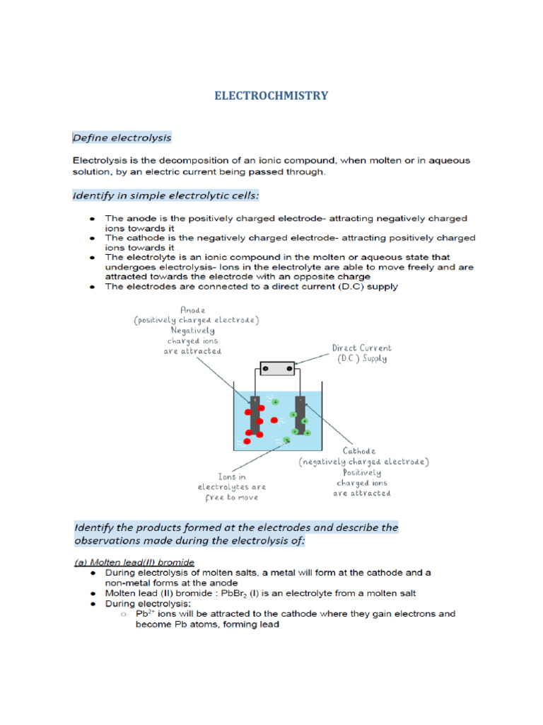 Electrochemistry Notes | PDF