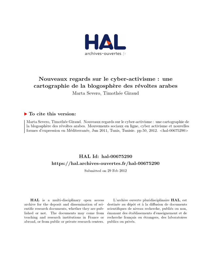 Blogosphère tunisienne et cyber-activisme | PDF | Blog | Internet