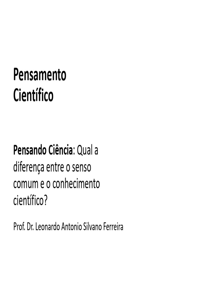 Diferenças entre Senso Comum e Ciência | PDF | Science | Conhecimento