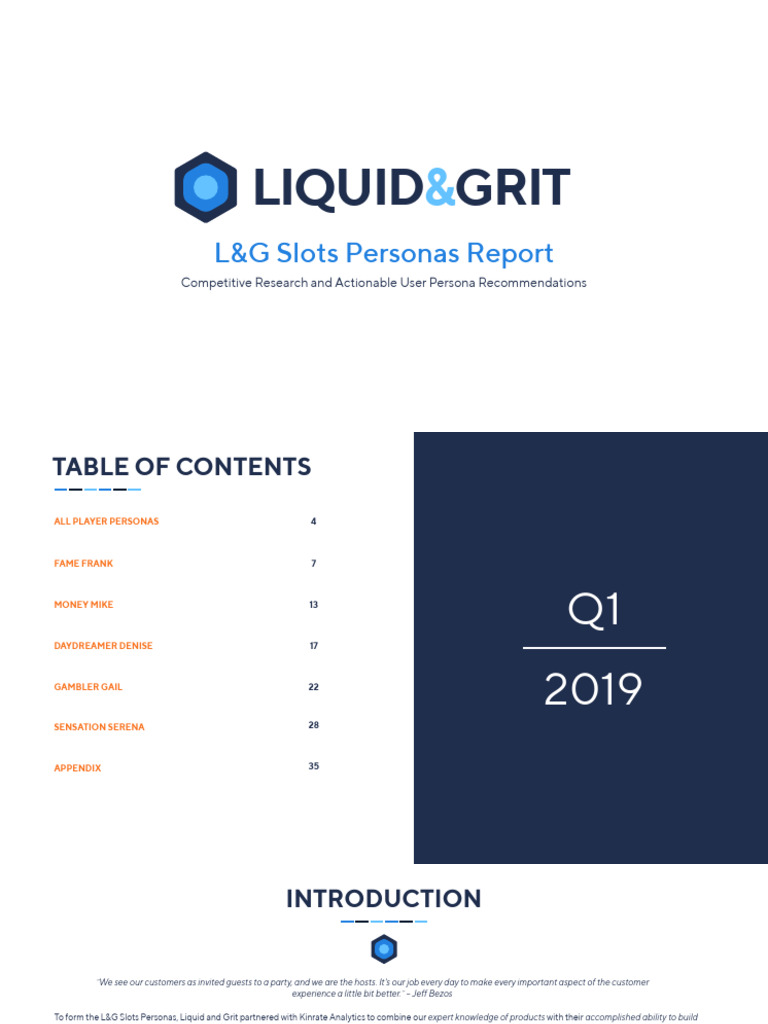 SAMPLE - L&G Slots Personas Report Q1 2019 | PDF | Slot Machine | Gambling