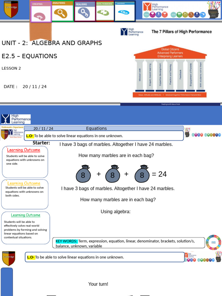 WB 18.11.24 - E2.5 Equations - L2 Solving Linear Equations in One ...
